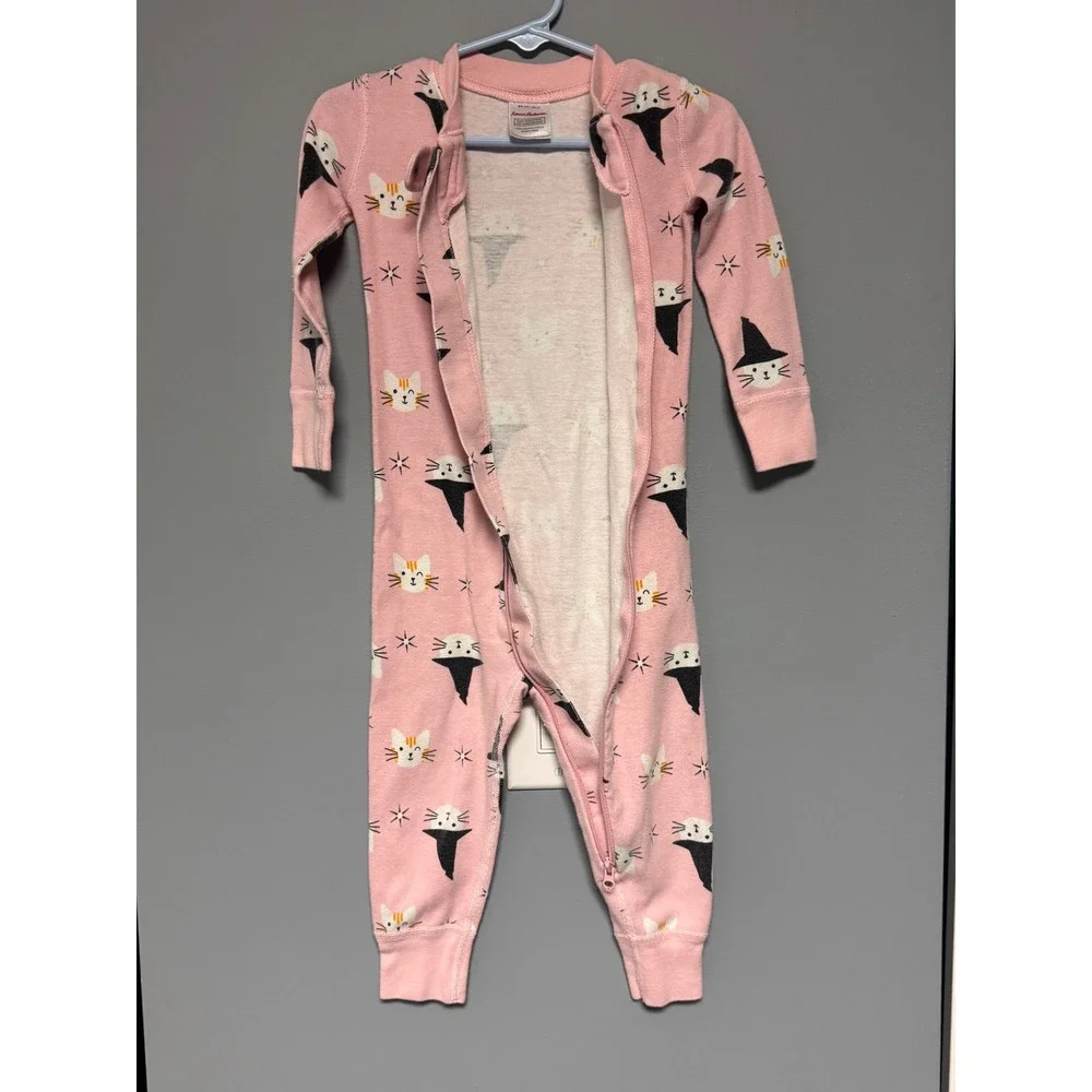 Hanna Andersson Pink Witch Cat Halloween Organic Cotton Sleeper Pajamas 2T 85cm